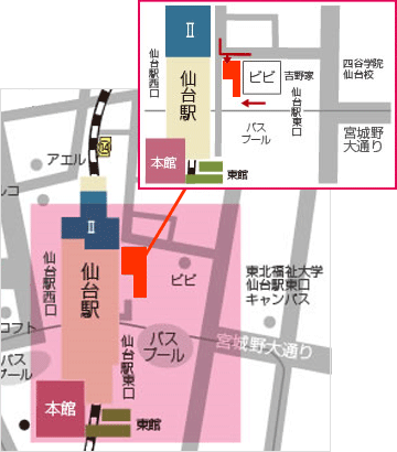 エスパル仙台東口駐輪場所在地マップ