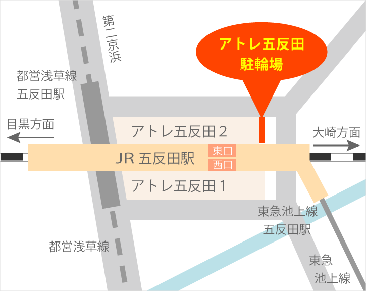 アトレ五反田駐輪場案内マップ