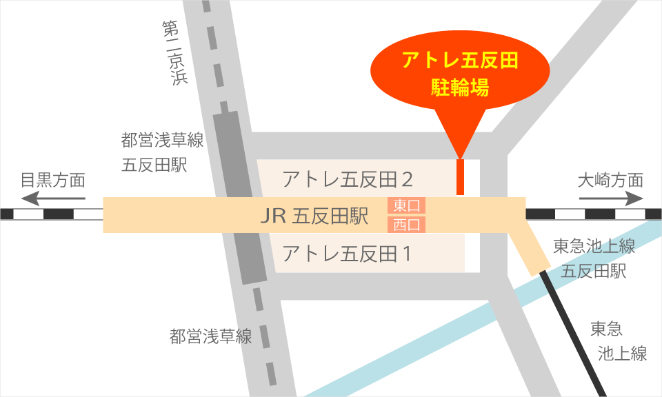 アトレ五反田駐輪場案内マップ